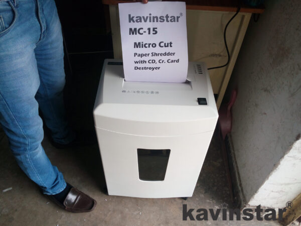 Kavinstar MC 15 Micro Cut Paper Shredder Machine Shred Upto 12-15 Sheets (70gsm) at a time with Separate Slot for CD & Credit Card - Image 3