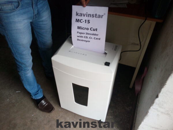 Kavinstar MC 15 Micro Cut Paper Shredder Machine Shred Upto 12-15 Sheets (70gsm) at a time with Separate Slot for CD & Credit Card - Image 4