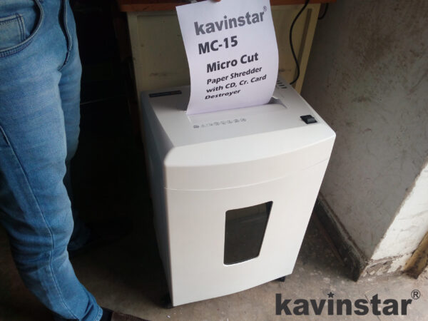 Kavinstar MC 15 Micro Cut Paper Shredder Machine Shred Upto 12-15 Sheets (70gsm) at a time with Separate Slot for CD & Credit Card - Image 5